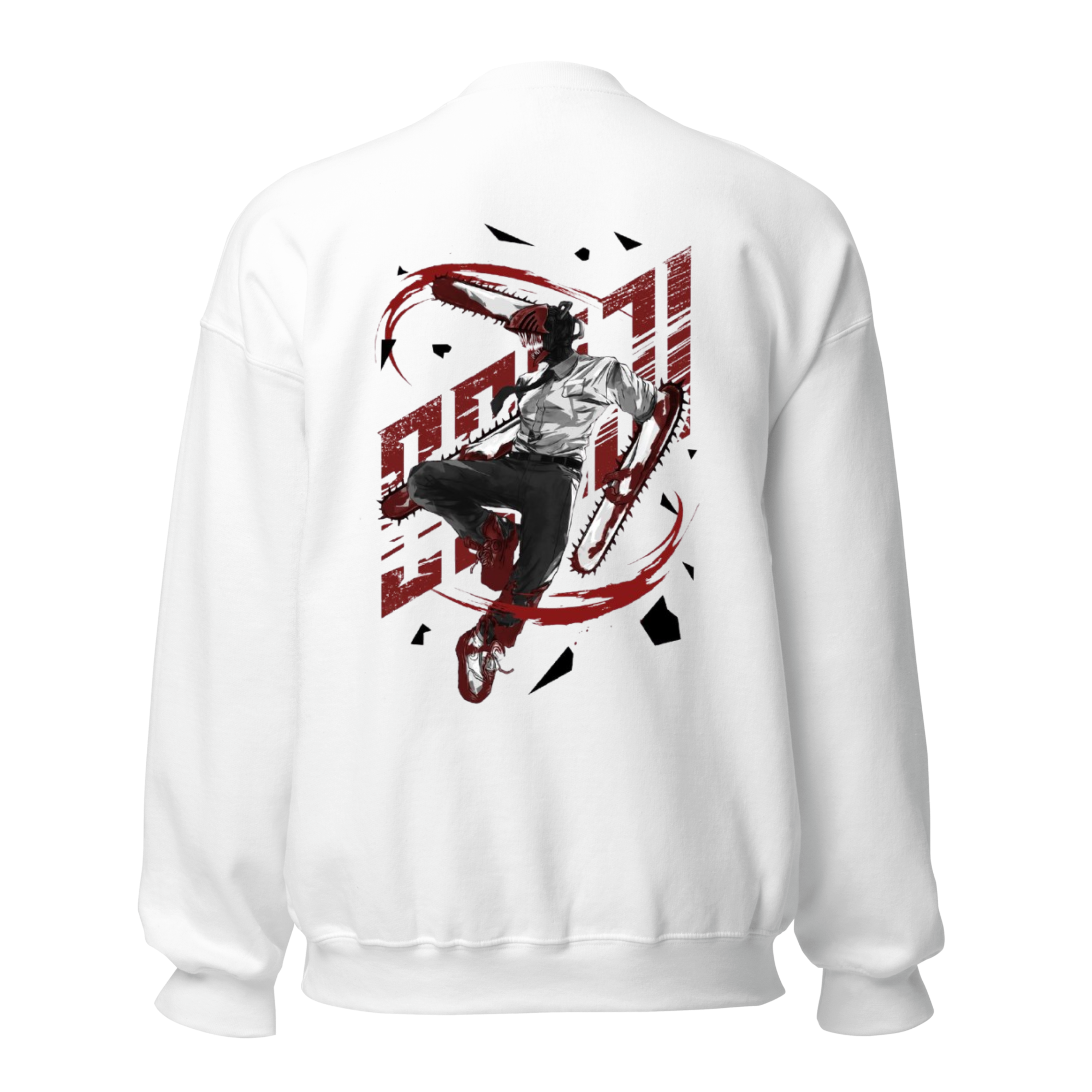 Chainsaw Man Anime Sweatshirt - White Crewneck with Dynamic Graphics
