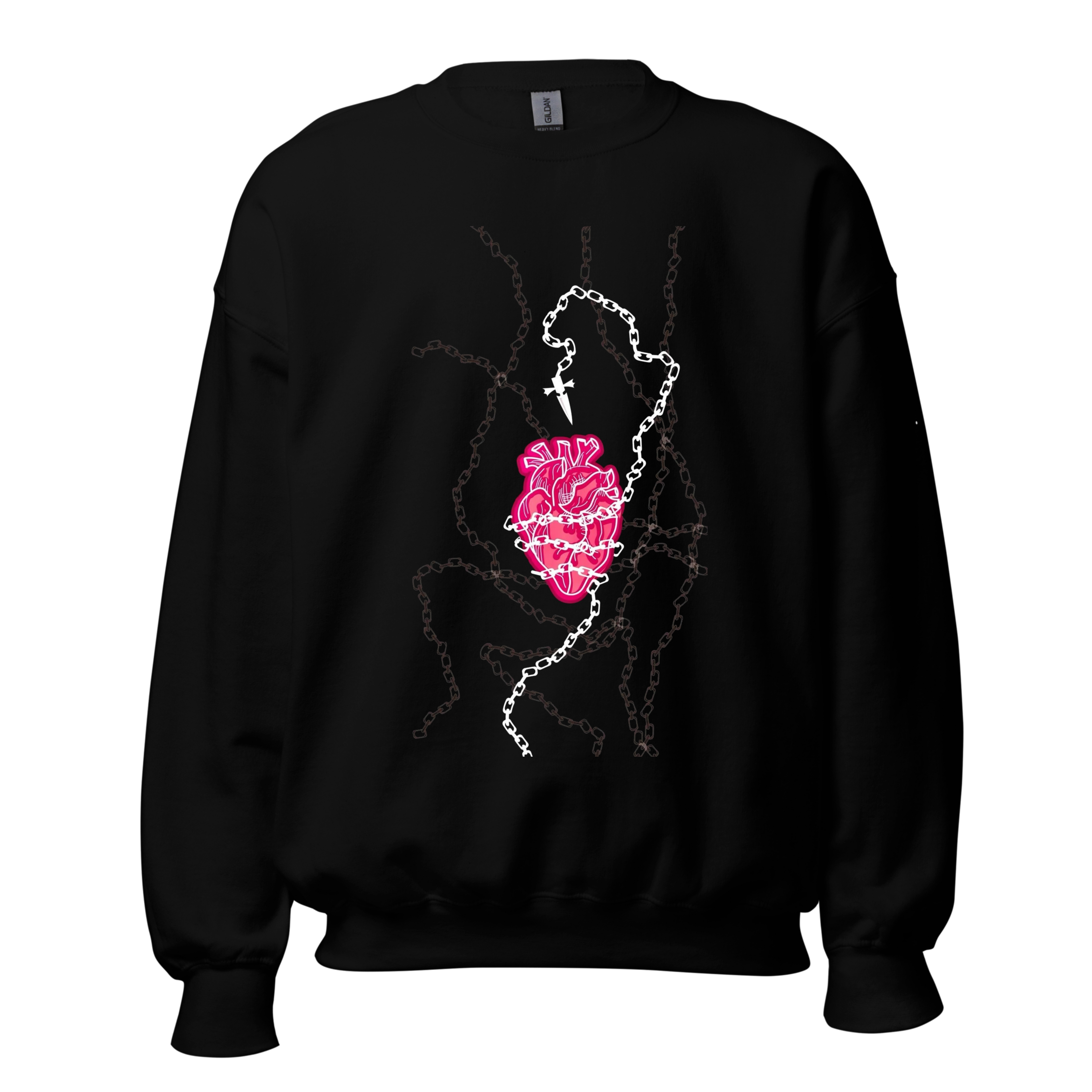 Chained Heart Sweatshirt - Black Crewneck