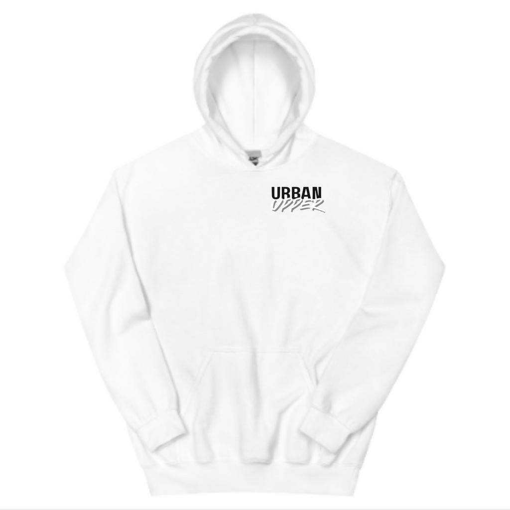 Moon Streetwear Urban Upper Hoodie - White with Grunge Graphic Design