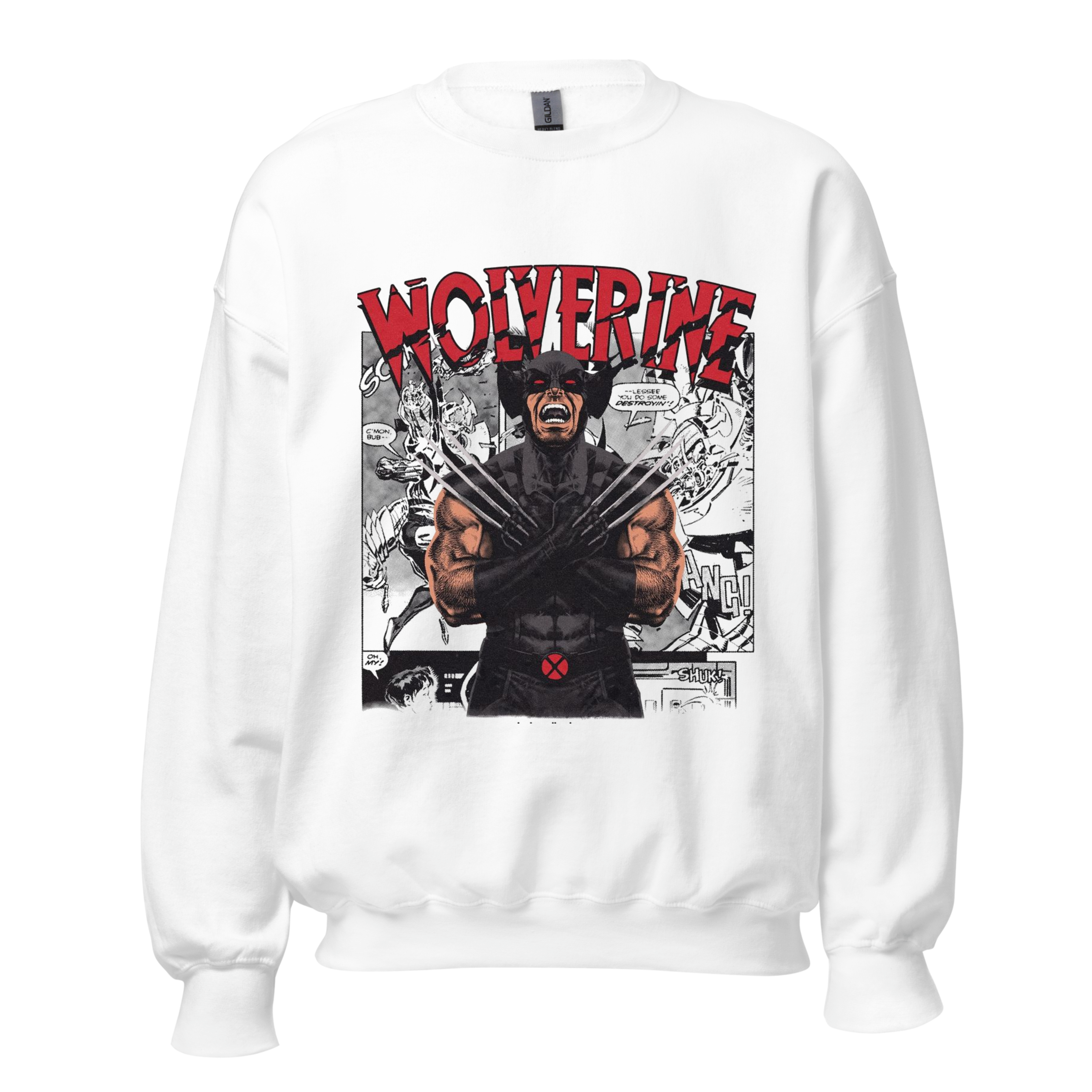 Wolverine Comic Collage Sweatshirt - White Crewneck