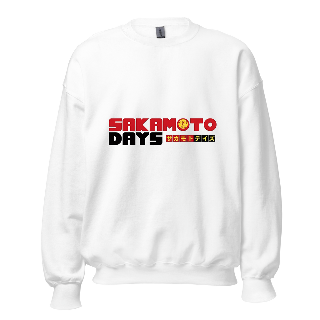 Sakamoto Days Anime Sweatshirt - White Crewneck with Character Card Design