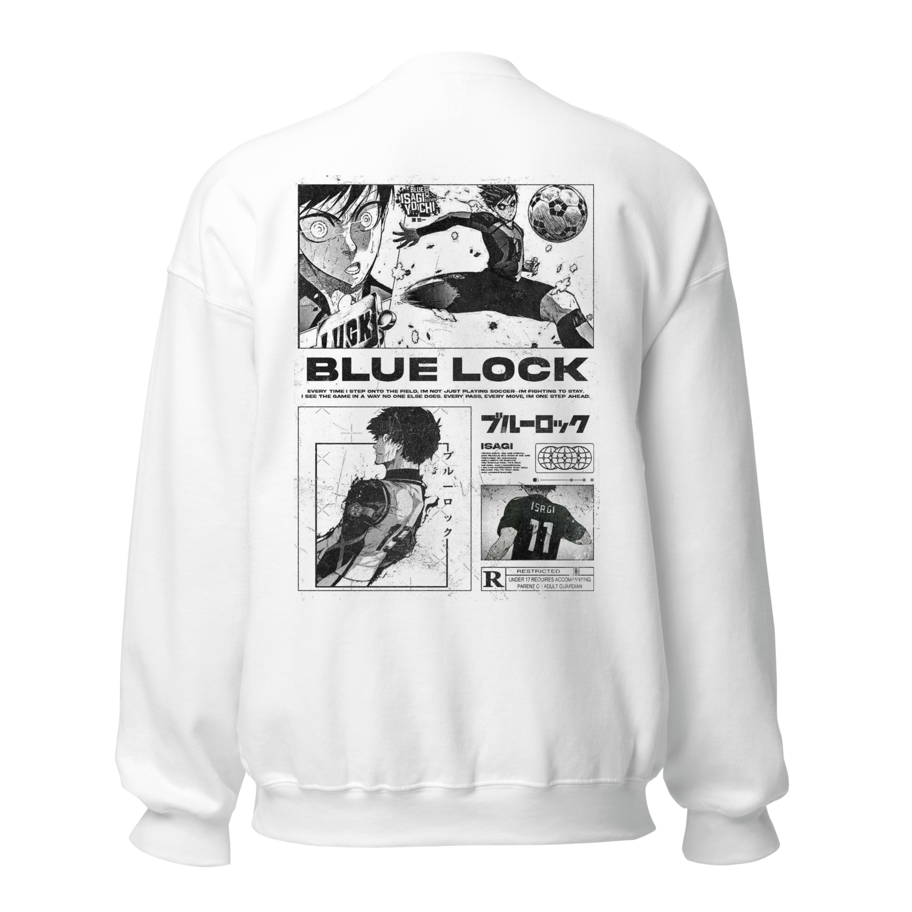 Blue Lock Anime Sweatshirt - White Crewneck with Manga Graphics