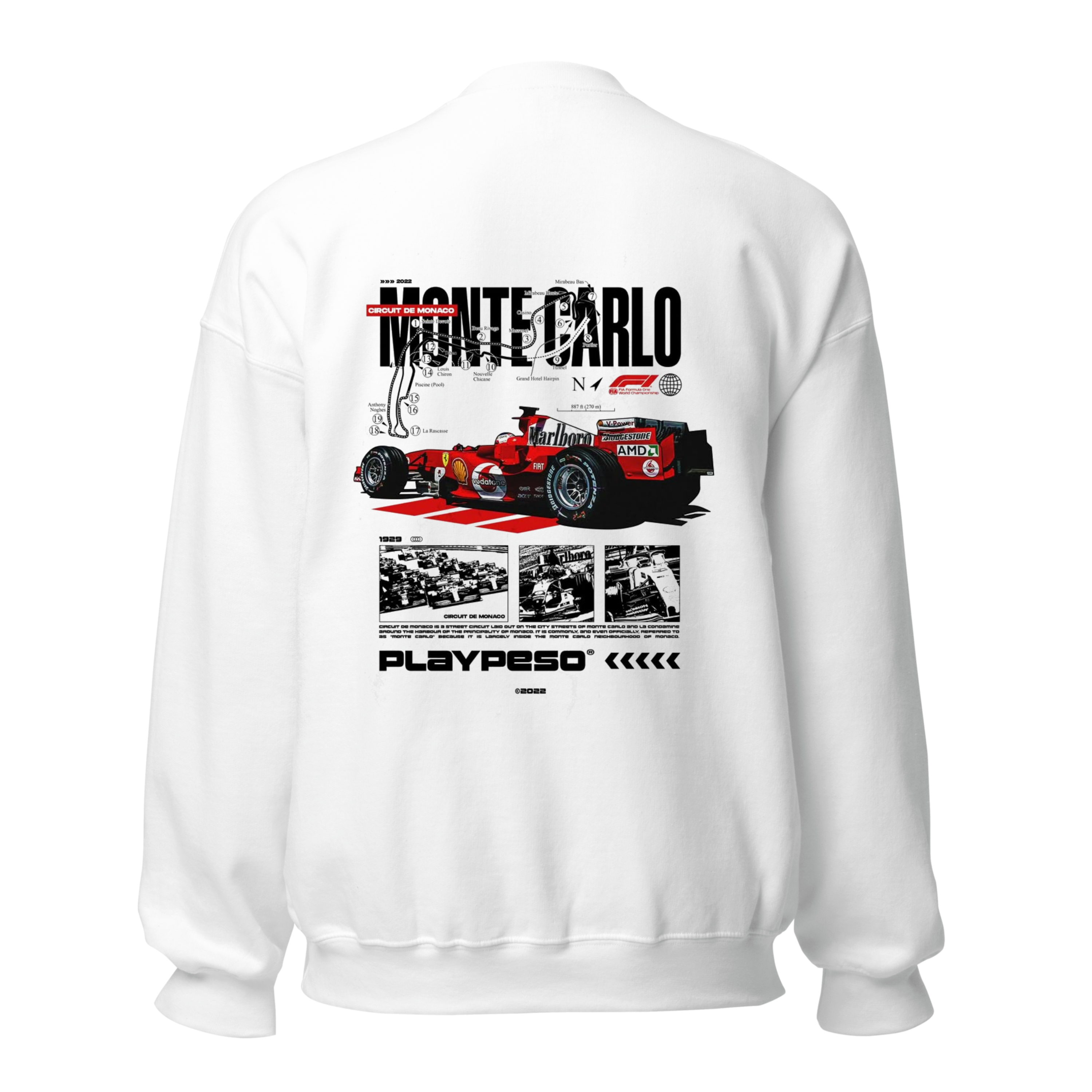 F1 Monte Carlo Circuit de Monaco Sweatshirt - White Crewneck