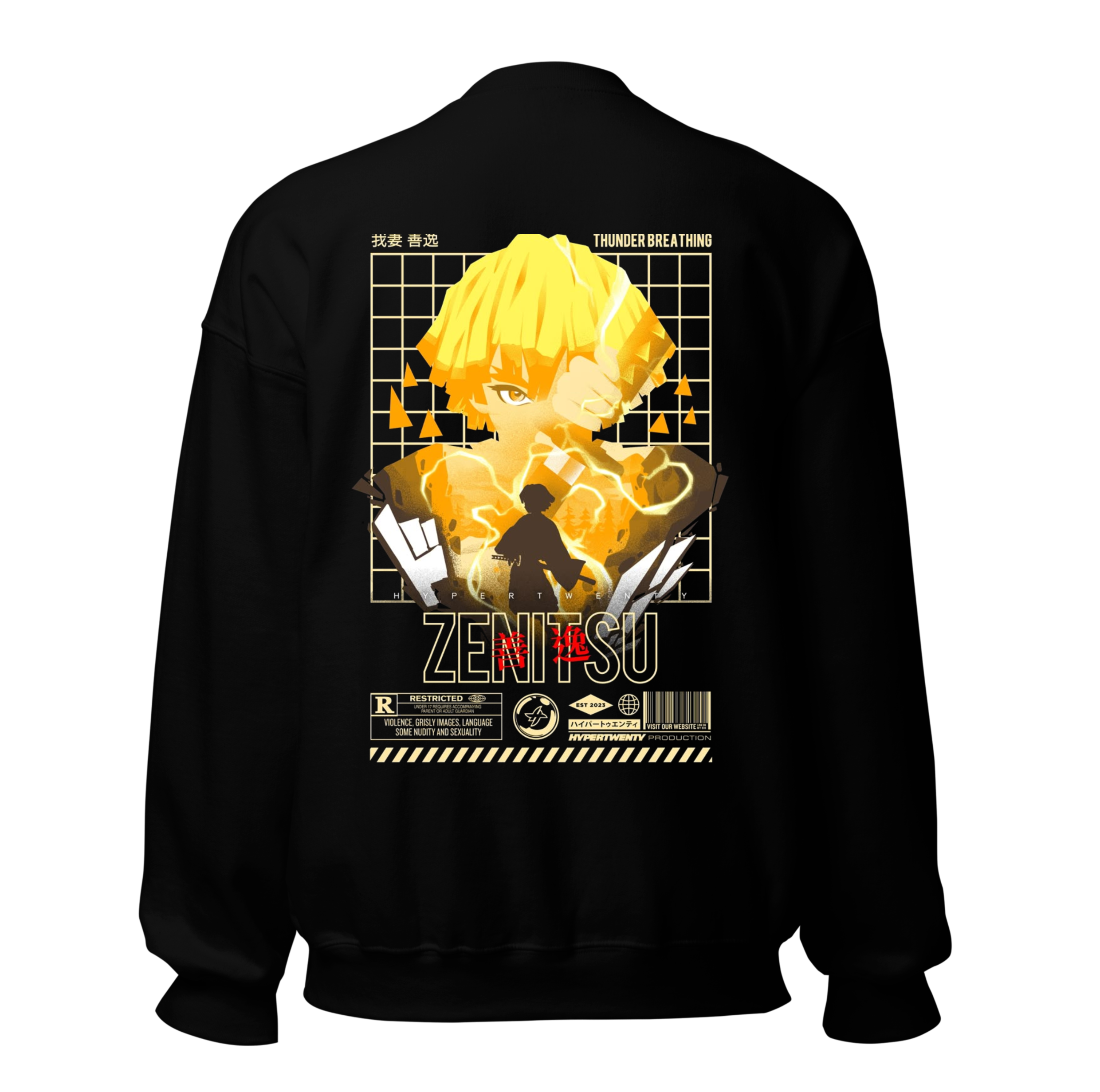 Demon Slayer Zenitsu Thunder Breathing Sweatshirt - Black Crewneck