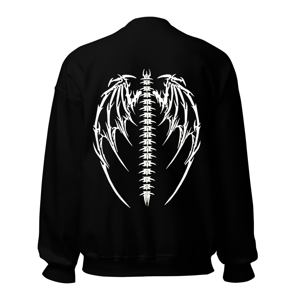 Ego Skeleton Wings Sweatshirt - Black Crewneck