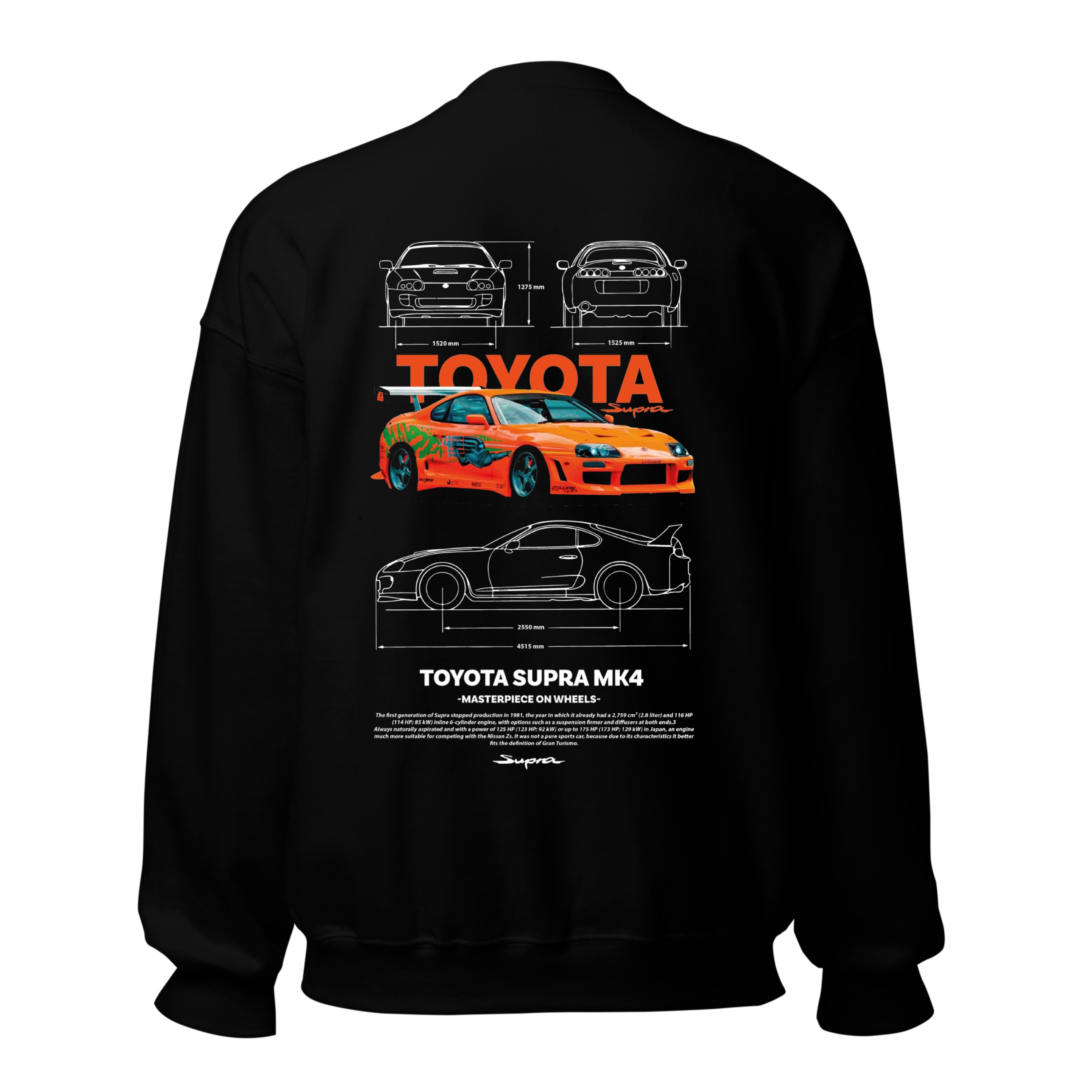 Toyota Supra MK4 Masterpiece on Wheels Sweatshirt - Black Crewneck