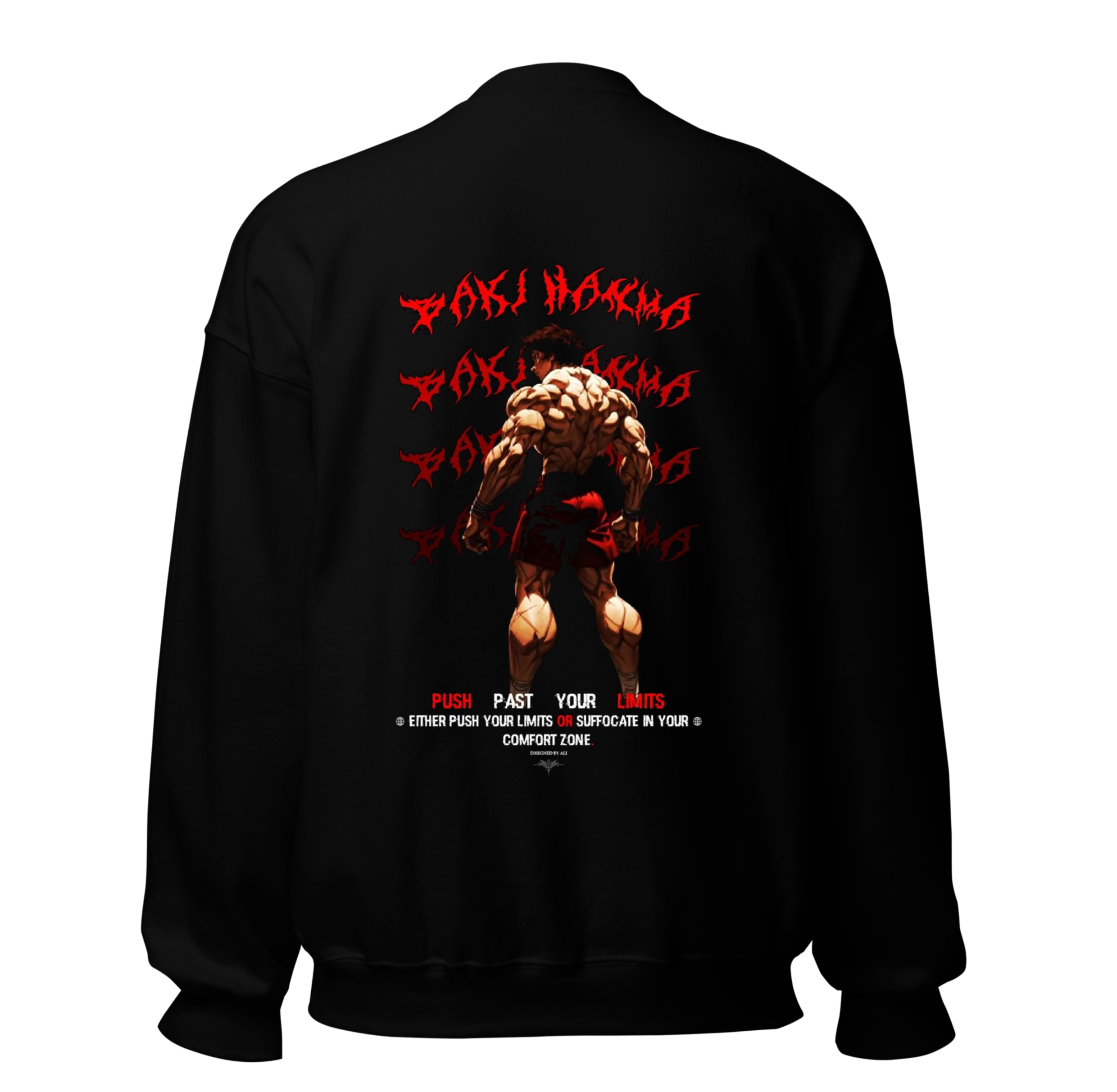 Baki Hanma Push Past Your Limits Sweatshirt - Black Crewneck
