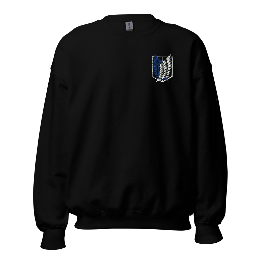 Attack on Titan Eren Yeager Sweatshirt - Black Crewneck with Scout Regiment Emblem