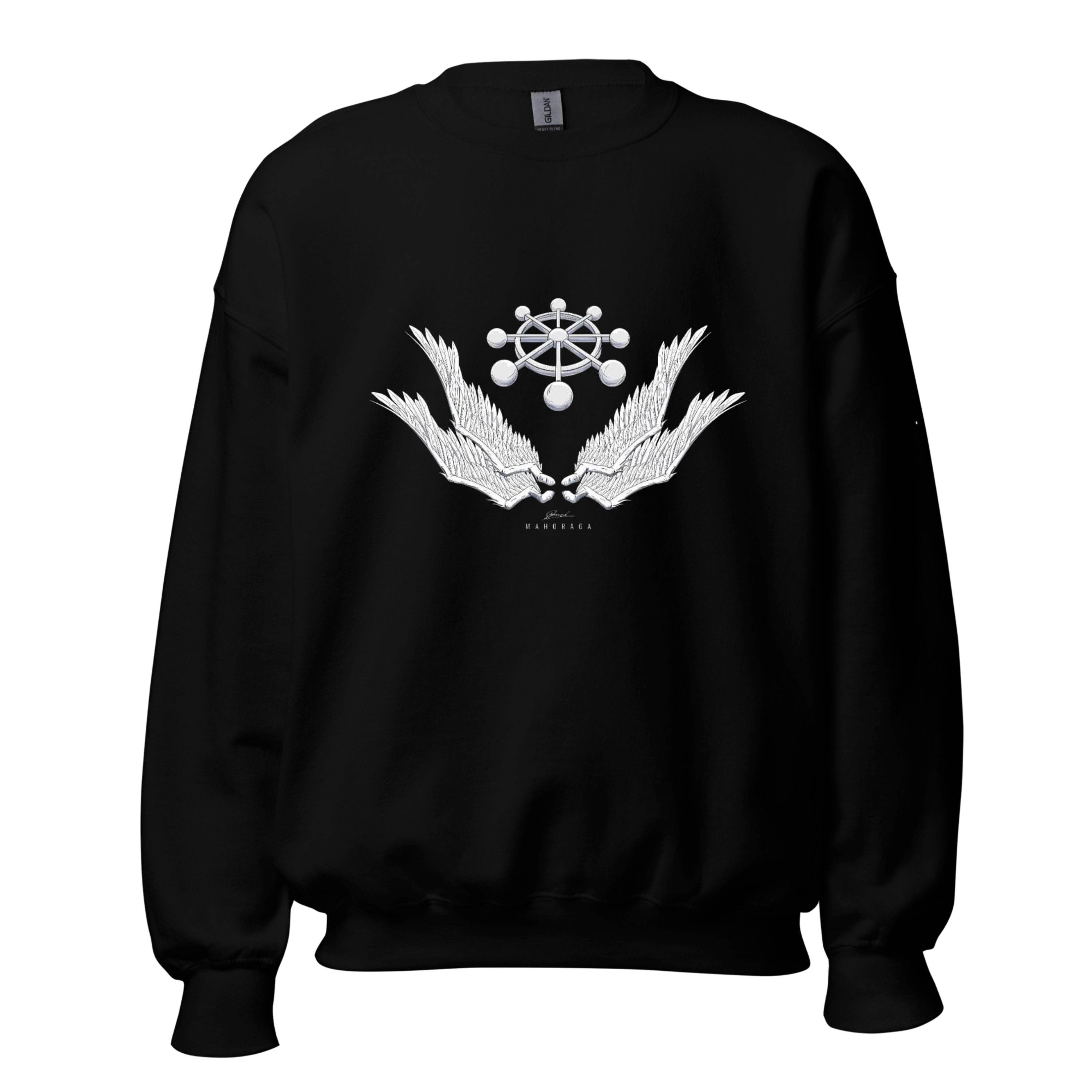 Jujutsu Kaisen Mahoraga Sweatshirt - Black Crewneck with Divine Wheel