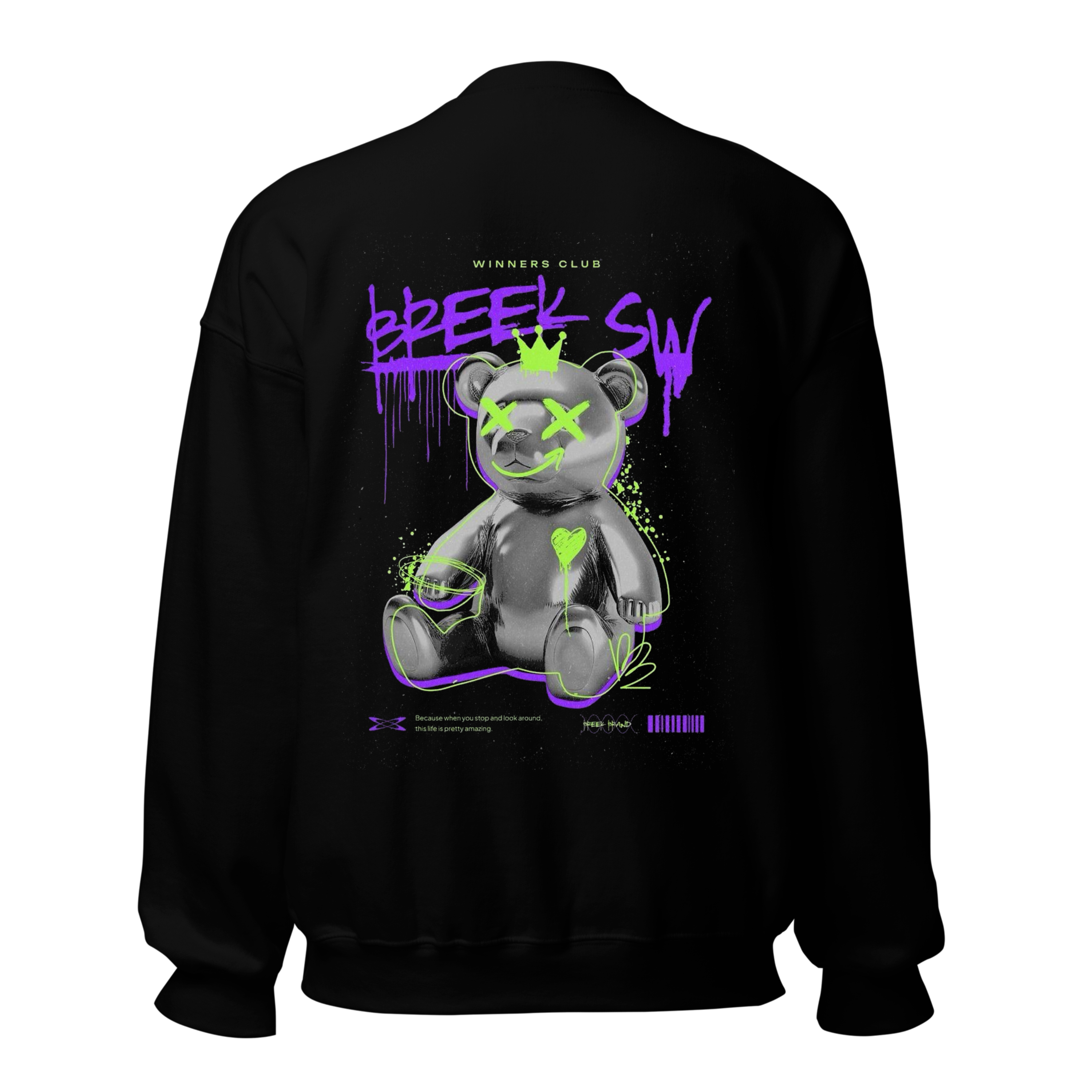 Winners Club Graffiti Bear Sweatshirt - Black Crewneck